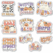 Retro Cute Ghosts Halloween Sticker Pack (Voorkant)
