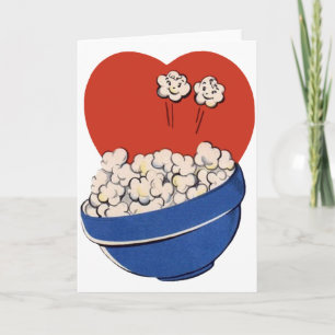 Retro Cute Humor, Bowl van Popcorn voor de films! Feestdagen Kaart
