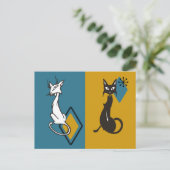 Retro Cute Katten midden-eeuwse kat Briefkaart (Staand voorkant)
