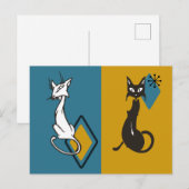 Retro Cute Katten midden-eeuwse kat Briefkaart (Voorkant / Achterkant)