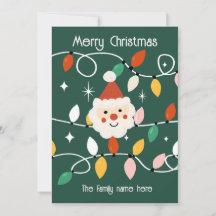 Retro Cute Kerstman met Sieraardlichtjes Groen