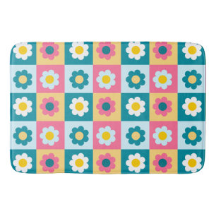 Retro cute kleurrijk pastel bloemenpatroon badmat