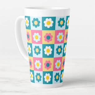 Retro cute kleurrijk pastel bloemenpatroon latte mok