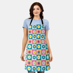Retro cute kleurrijk pastel bloemenpatroon schort