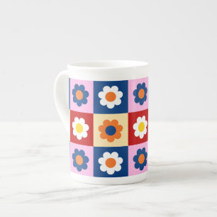 Retro cute kleurrijke bloemenpatroon porselein kop