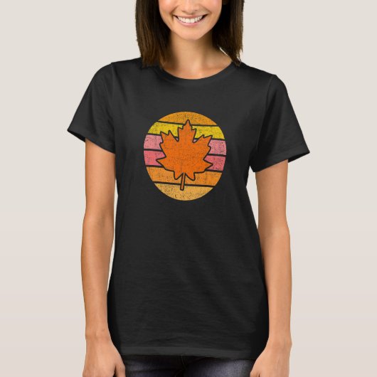 Retro Cute Maple Leaf Happy Fall Autumn Thanksgivi T-shirt (Voorkant)