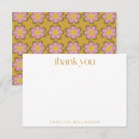 Retro Cute Mod Floral Yellow Paars Name