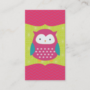 Retro Cute Owl Paars & Green Ma Calling Card Contactkaartje