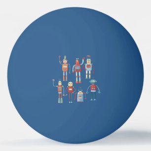 Retro Cute Robots Pingpongballen