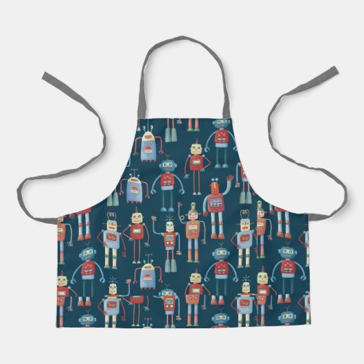 Retro Cute Robots Schort (Voorkant)