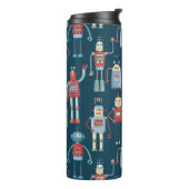 Retro Cute Robots Thermosbeker (Gedraaid links)