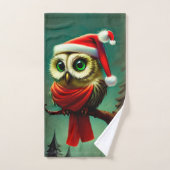 Retro Cute Santa Owl Kerstmis Handdoek (Handdoek)