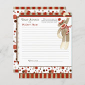 Retro Cute Sock Monkey, Boy Baby shower Advice (Voorkant / Achterkant)