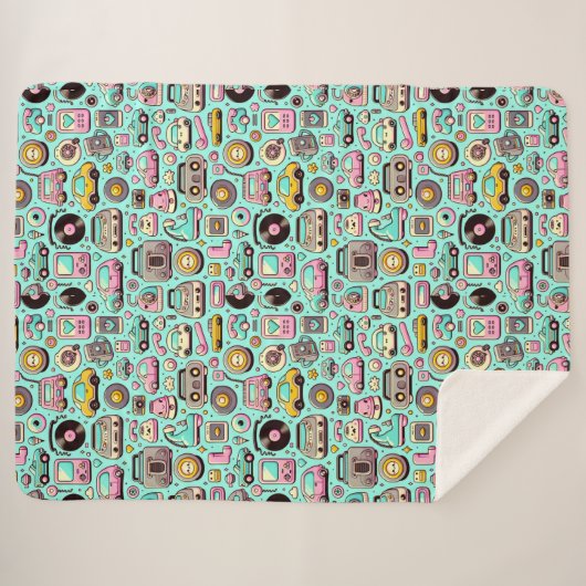 Retro cuties: grillige pastel sherpa deken (Voorkant (horizontaal))