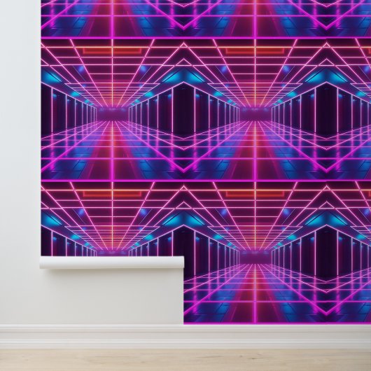 Retro Cyberpunk Grid Dance verwijderbaar Behang (Applicatie)