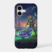 Retro Cyberpunk Soldaat Grasmaaibereik Afbeelding