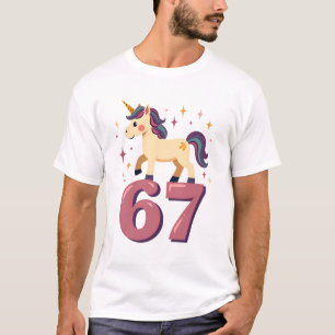 Retro Dabbing Eenhoorn 67 Regenboog Verjaardag Vec T-shirt