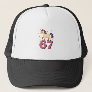 Retro Dabbing Eenhoorn 67 Regenboog Verjaardag Vec Trucker Pet