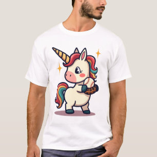 Retro Dabbing Eenhoorn Baseball Cartoon Vector Afb T-shirt