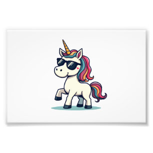 Retro Dabbing Eenhoorn Regenboog Cartoon Vector On Foto Afdruk