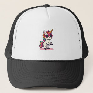 Retro Dabbing Eenhoorn Regenboog Cartoon Vector On Trucker Pet