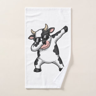 Retro Dabbing Koe Zonnebril Grafische Shirt_1 Handdoek