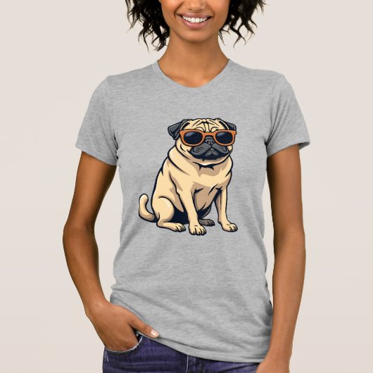Retro Dabbing Pug met Zonnebril Grappige Hond Vect T-shirt (Voorkant)