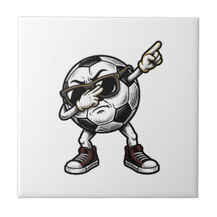 Retro Dabbing Voetbal T-Shirt Ontwerp (2)_1 Tegeltje