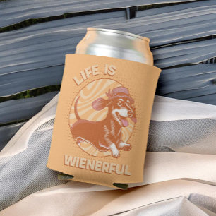 Retro Dachshund "Het leven is weelderig" Schattige Blikjeskoeler