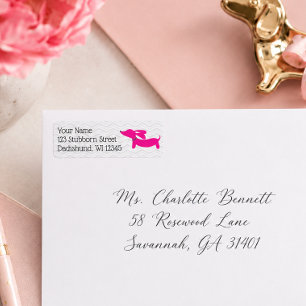Retro Dachshund Roze en Grijze Adreslabels Etiket