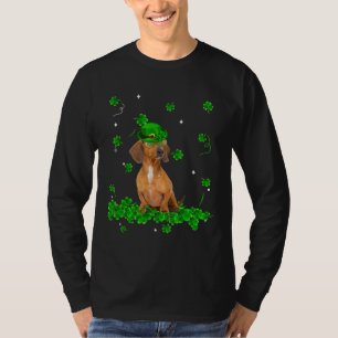 Retro  Dachshund St Patrick S Day Clover T-shirt
