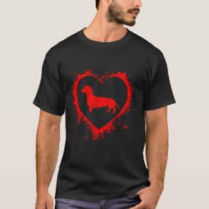 Retro Dachshund Valentijnsdag Hartvorm Mijn Waarde T-shirt