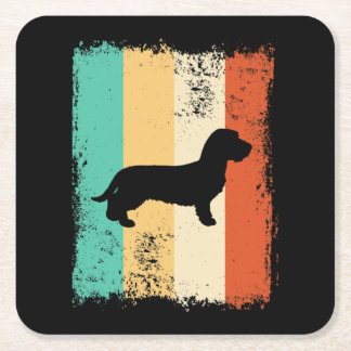 Retro Dachshund Wirehaire Vierkante Kartonnen Onderzetter