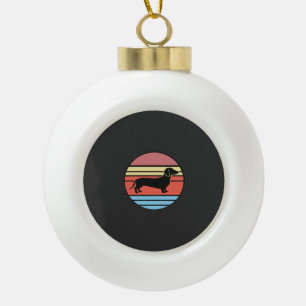 Retro Dachshund Zonsondergang Vector Keramische Bal Ornament