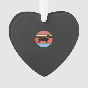 Retro Dachshund Zonsondergang Vector Ornament