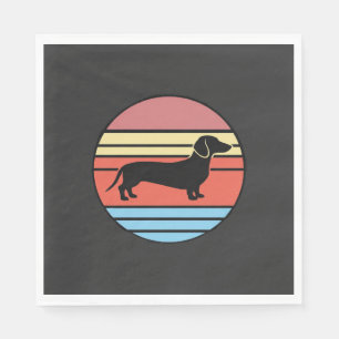 Retro Dachshund Zonsondergang Vector Servet