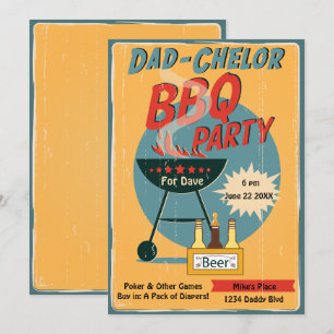 Retro Dad-Chelor BBQ Party Baby shower Kaart