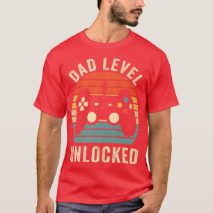 Retro Dad Level ontgrendeld nieuw pap spelen vader T-shirt
