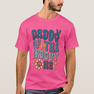 Retro Daddy van Groovy One Vaderdag 1st Birthda T-shirt
