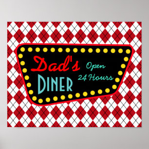 Retro Dads Diner Bord Art Poster Cadeau