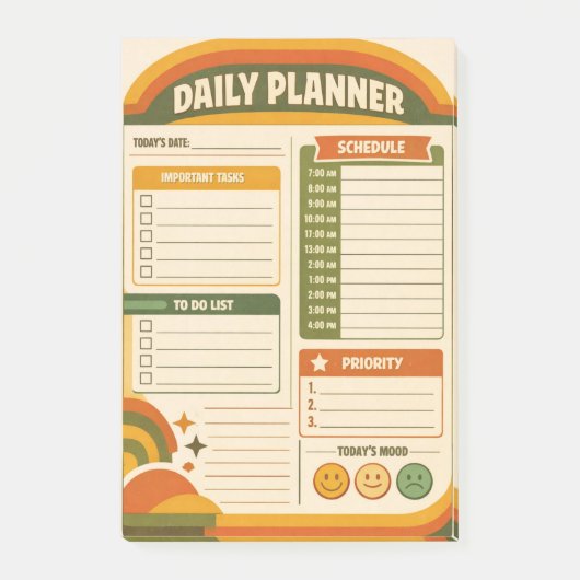 Retro Dagelijkse Planner Post-it® Notes (Voorkant)
