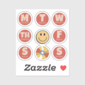 Retro,  dagen van de week Sticker Verpakking (Vel)