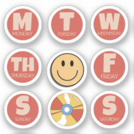 Retro,  dagen van de week Sticker Verpakking