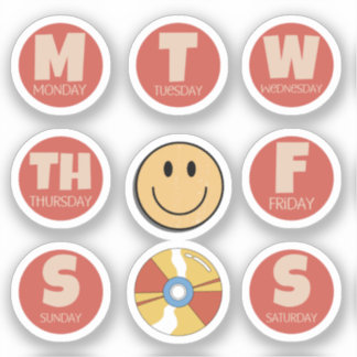 Retro,  dagen van de week Sticker Verpakking