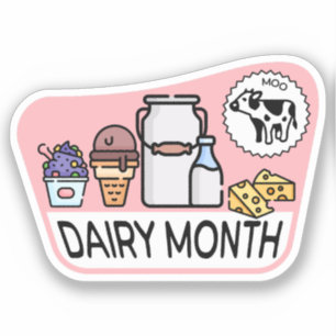 Retro Dairy Maand Sticker