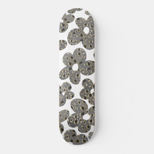 Retro Daisies Animal Print Glam #1 #retro #flower Skateboard (Voorkant)