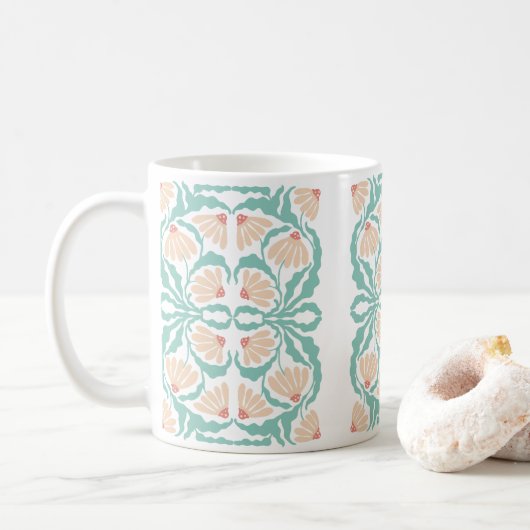 Retro Daisies Birth Flower April Koffiemok (Met donut)