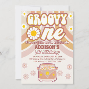 Retro Daisies Combi Groovy One 1e verjaardag Kaart
