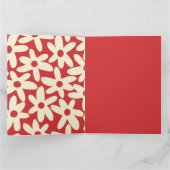 Retro Daisies Floral Pattern Red en Cream Kaart (Binnen)