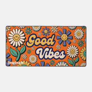 Retro Daisies Groovy 70s Good Vibes Naam Script Bureaumat